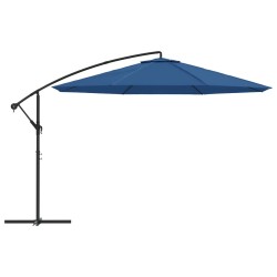 vidaXL Sombrilla voladiza con poste de aluminio azul 350 cm