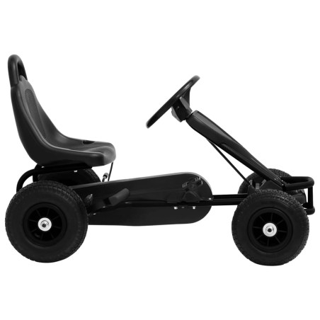 vidaXL Kart de pedales con neumáticos negro