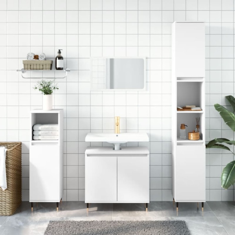 vidaXL Armario de baño madera de ingeniería blanco 58x33x60 cm vidaXL Armario de baño madera de ingeniería blanco 58x33x60 cm