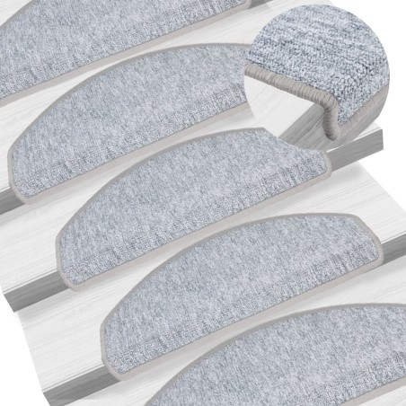 vidaXL Alfombrillas de escalera 10 unidades gris claro 65x24x4 cm