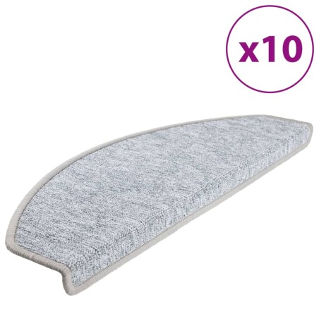 vidaXL Alfombrillas de escalera 10 unidades gris claro 65x24x4 cm