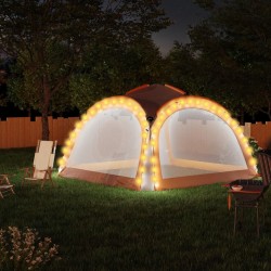 vidaXL Carpa de fiesta LED 4 paredes gris y naranja 3,6x3,6x2,3 m