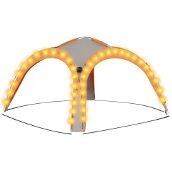 vidaXL Carpa de fiesta LED 4 paredes gris y naranja 3,6x3,6x2,3 m