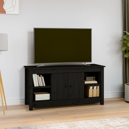 vidaXL Mueble de TV de madera maciza de pino negro 103x36,5x52 cm