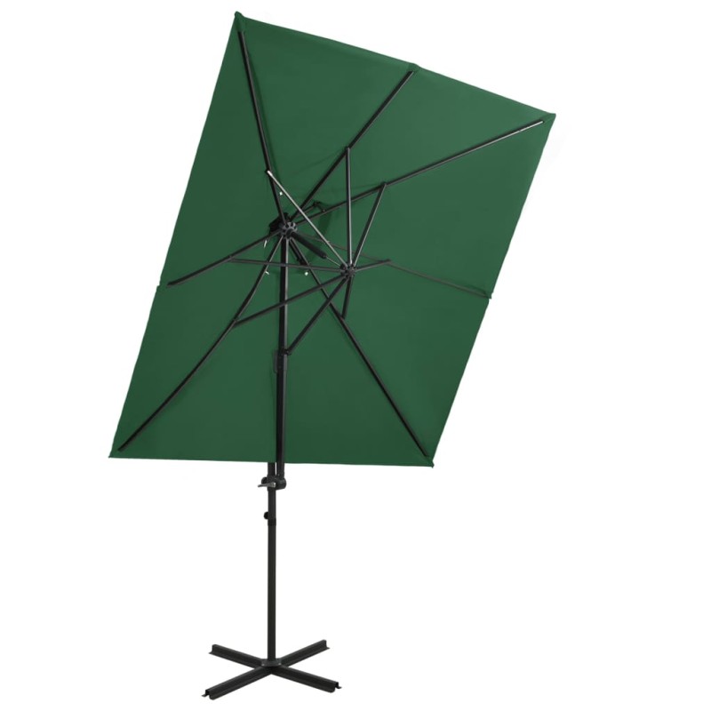 vidaXL Sombrilla voladiza con cubierta doble verde 250x250 cm vidaXL Sombrilla voladiza con cubierta doble verde 250x250 cm