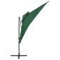 vidaXL Sombrilla voladiza con cubierta doble verde 250x250 cm vidaXL Sombrilla voladiza con cubierta doble verde 250x250 cm