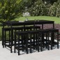 vidaXL Mesa y taburetes altos jardín 9 pzas madera maciza pino negro vidaXL Mesa y taburetes altos jardín 9 pzas madera maciza pino negro