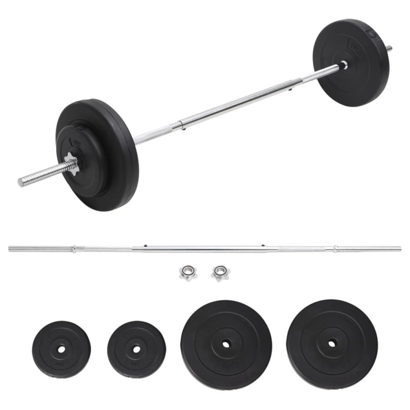 vidaXL Juego de barra con pesas 30 kg vidaXL Juego de barra con pesas 30 kg