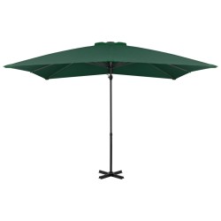 vidaXL Sombrilla voladiza con poste de aluminio verde 250x250 cm