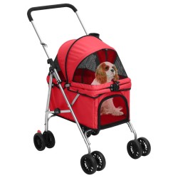 vidaXL Cochecito para perros plegable tela oxford rojo 76x50x100 cm