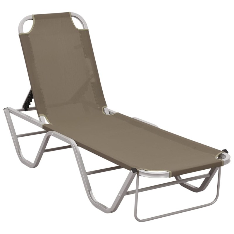 vidaXL Tumbona de aluminio y textilene gris taupe vidaXL Tumbona de aluminio y textilene gris taupe