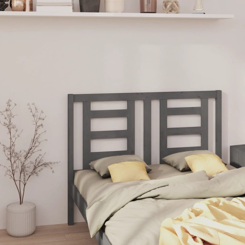 vidaXL Cabecero de cama madera maciza de pino gris 146x4x100 cm vidaXL Cabecero de cama madera maciza de pino gris 146x4x100 cm