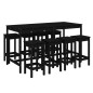 vidaXL Mesa y taburetes altos jardín 9 pzas madera maciza pino negro vidaXL Mesa y taburetes altos jardín 9 pzas madera maciza pino negro