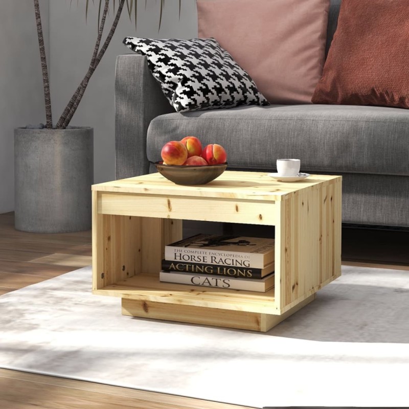 vidaXL Mesa de centro de madera maciza de abeto 50x50x33,5 cm
