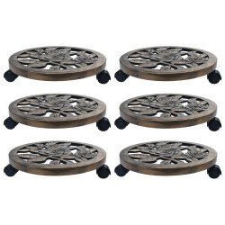 vidaXL Soporte con ruedas de plantas 6 uds plástico color bronce 38 cm