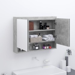 vidaXL Armario de baño con espejo MDF gris hormigón 80x15x60 cm