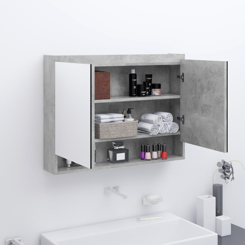 vidaXL Armario de baño con espejo MDF gris hormigón 80x15x60 cm vidaXL Armario de baño con espejo MDF gris hormigón 80x15x60 cm