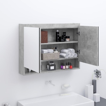 vidaXL Armario de baño con espejo MDF gris hormigón 80x15x60 cm