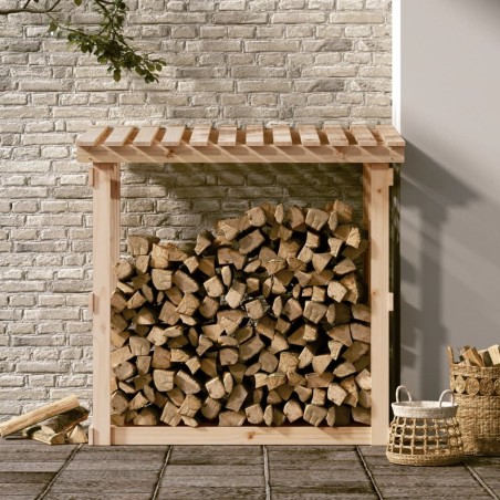 vidaXL Leñero de madera maciza de pino 108x64,5x109 cm