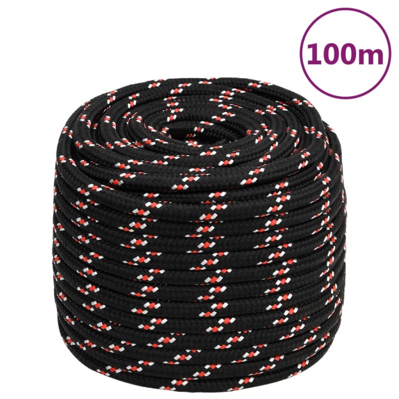 vidaXL Cuerda de barco polipropileno negra 18 mm 100 m