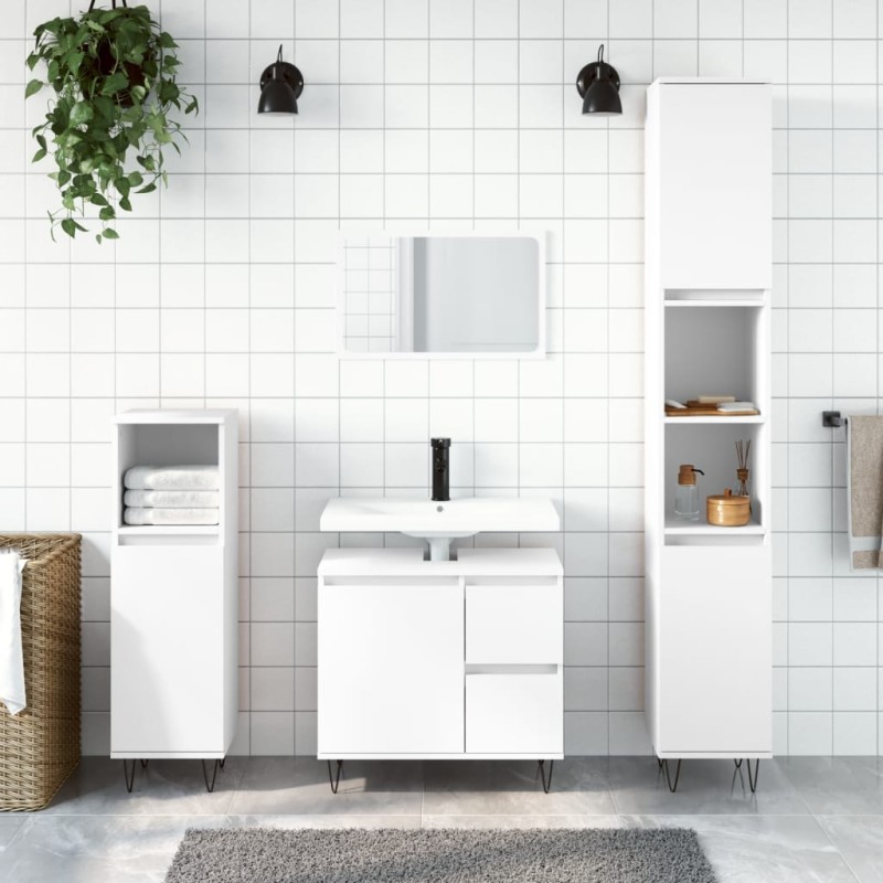vidaXL Armario de baño madera contrachapada blanco 30x30x190 cm vidaXL Armario de baño madera contrachapada blanco 30x30x190 cm
