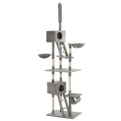 vidaXL Rascador para gatos con poste rascador de sisal 230-260 cm gris
