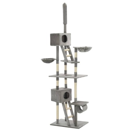 vidaXL Rascador para gatos con poste rascador de sisal 230-260 cm gris