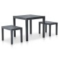 vidaXL Mesa de jardín con 2 bancos plástico gris antracita vidaXL Mesa de jardín con 2 bancos plástico gris antracita