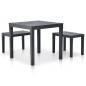 vidaXL Mesa de jardín con 2 bancos plástico gris antracita vidaXL Mesa de jardín con 2 bancos plástico gris antracita