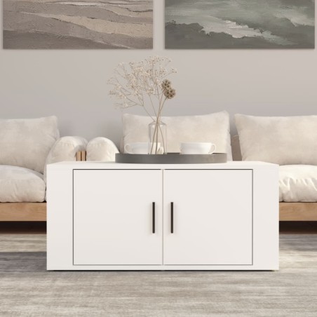 vidaXL Mesa de centro madera contrachapada blanco 80x50x36 cm