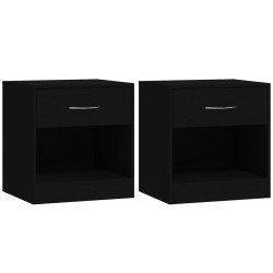 vidaXL Mesitas de noche 2 unidades con cajón negro