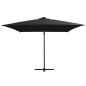 vidaXL Sombrilla voladiza con luces LED y poste acero negro 250x250 cm