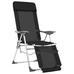 vidaXL Sillas de camping plegables reposapiés 2 uds textilene negro