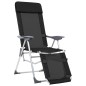 vidaXL Sillas de camping plegables reposapiés 2 uds textilene negro vidaXL Sillas de camping plegables reposapiés 2 uds textilene negro