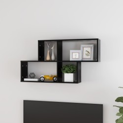 vidaXL Estante de pared madera contrachapada negro 100x18x53 cm