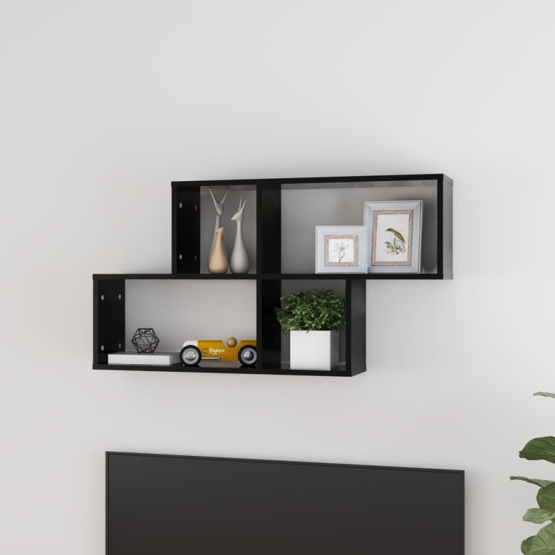vidaXL Estante de pared madera contrachapada negro 100x18x53 cm vidaXL Estante de pared madera contrachapada negro 100x18x53 cm