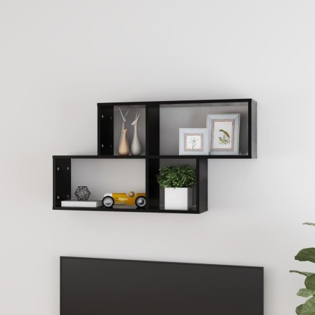 vidaXL Estante de pared madera contrachapada negro 100x18x53 cm