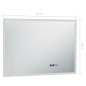 vidaXL Espejo de baño con LED, sensor táctil y reloj 100x60 cm vidaXL Espejo de baño con LED, sensor táctil y reloj 100x60 cm