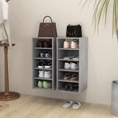 vidaXL Muebles zapateros 2uds contrachapado gris hormigón 31,5x35x70cm
