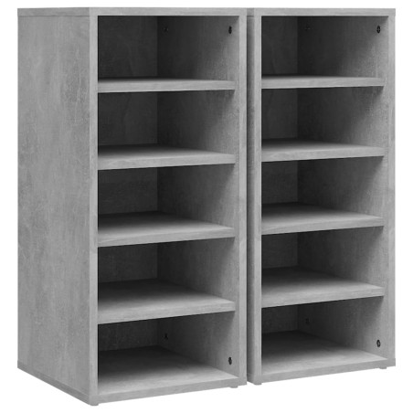 vidaXL Muebles zapateros 2uds contrachapado gris hormigón 31,5x35x70cm