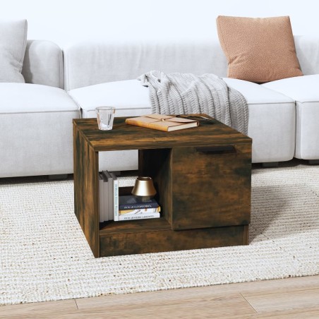 vidaXL Mesa de centro madera contrachapada roble ahumado 50x50x36 cm