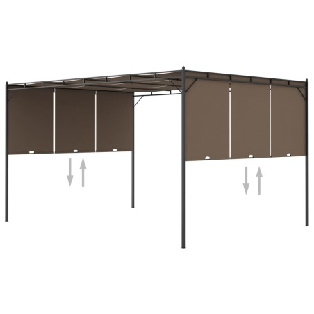 vidaXL Cenador de jardín con cortina lateral gris taupe 4x3x2,25 m