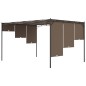 vidaXL Cenador de jardín con cortina lateral gris taupe 4x3x2,25 m vidaXL Cenador de jardín con cortina lateral gris taupe 4x3x2,25 m