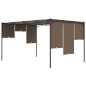 vidaXL Cenador de jardín con cortina lateral gris taupe 4x3x2,25 m vidaXL Cenador de jardín con cortina lateral gris taupe 4x3x2,25 m