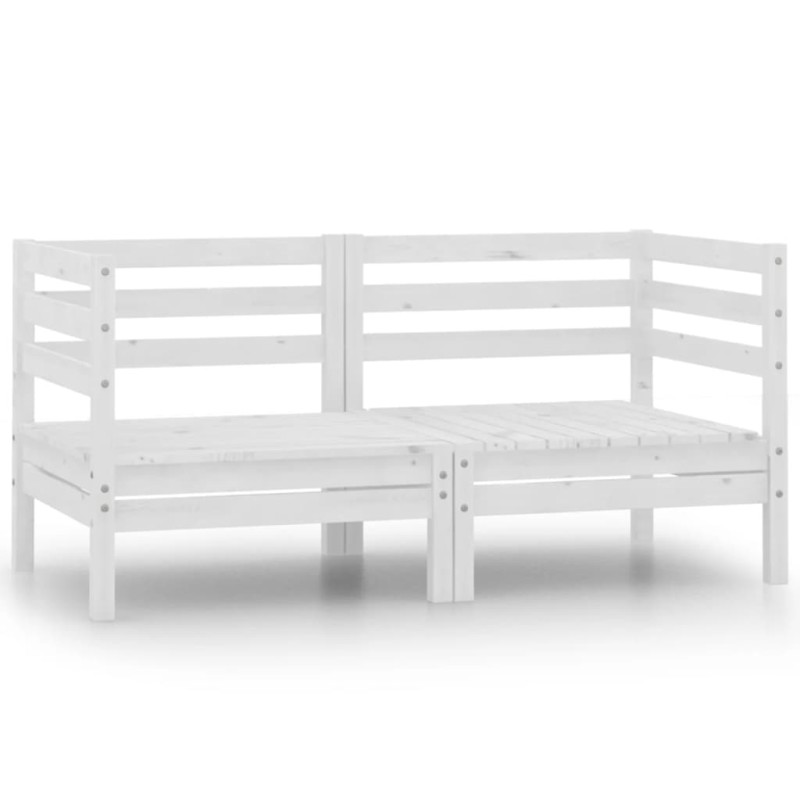 vidaXL Sofás de esquina de jardín 2 uds blanco madera maciza de pino vidaXL Sofás de esquina de jardín 2 uds blanco madera maciza de pino