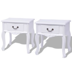 vidaXL Mesitas de noche 2 unidades MDF blanca