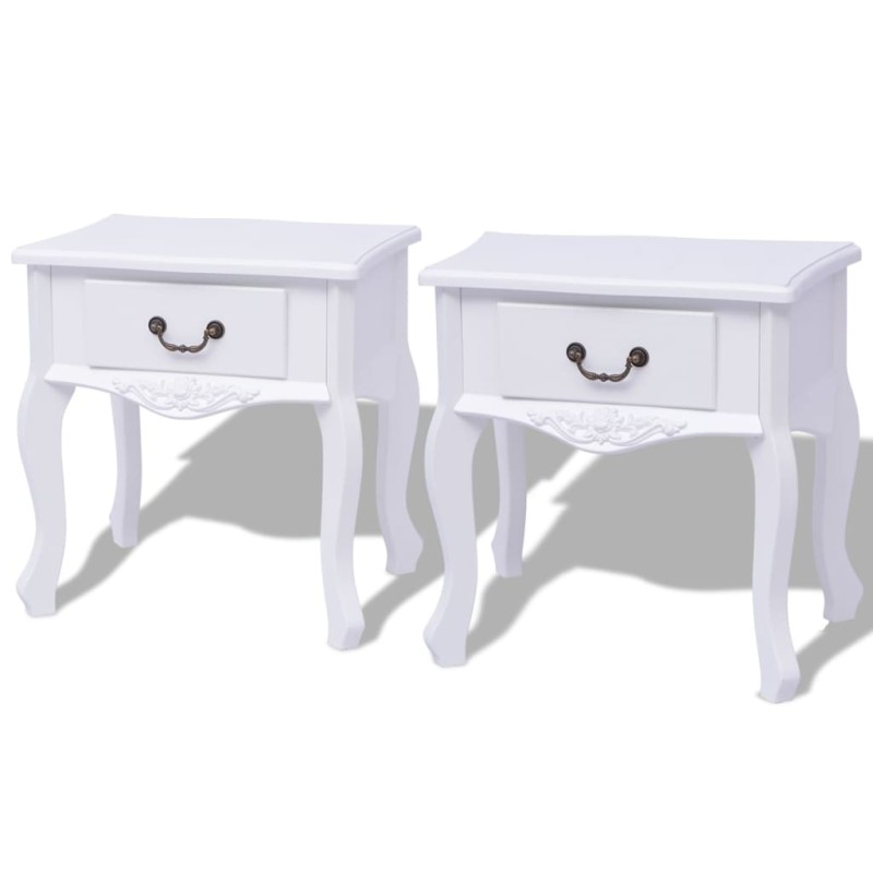 vidaXL Mesitas de noche 2 unidades MDF blanca vidaXL Mesitas de noche 2 unidades MDF blanca