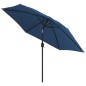 vidaXL Sombrilla de jardín con palo de metal azul celeste 300 cm  