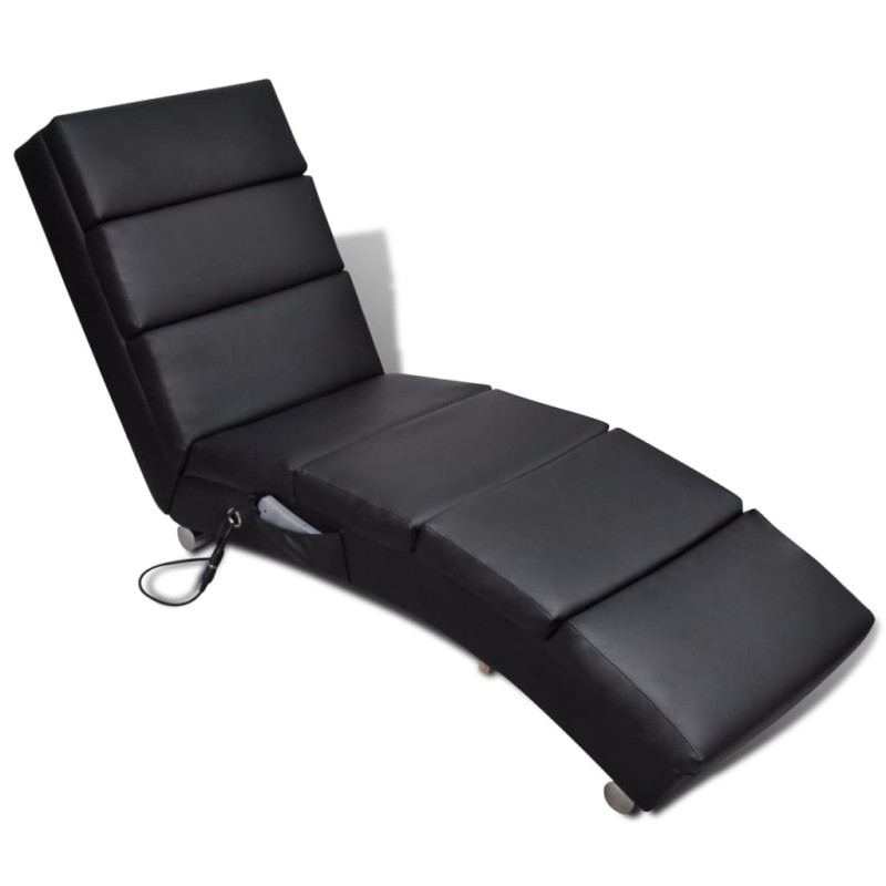 vidaXL Tumbona de masaje reclinable de cuero sintético negro vidaXL Tumbona de masaje reclinable de cuero sintético negro