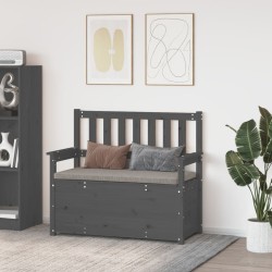 vidaXL Banco de madera maciza de pino gris 112,5x51,5x96,5 cm